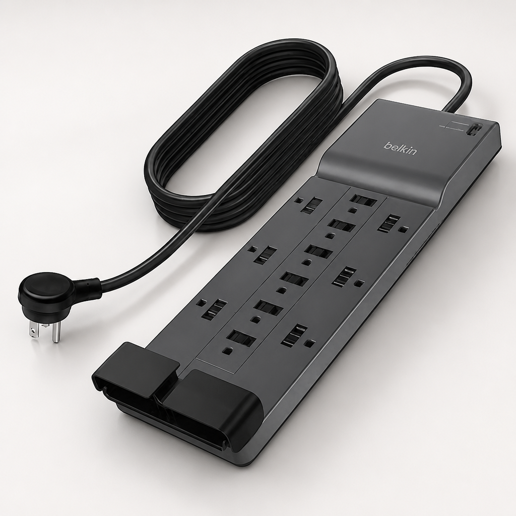 Belkin 12-Outlet Surge Protector Power Strip w/ 12 AC Outlets & 8ft Flat Plug, UL-Listed Heavy-Duty Extension Cord for Home, Office, Travel, Computer, Laptop, Charger - 3,940 Joules of Protection