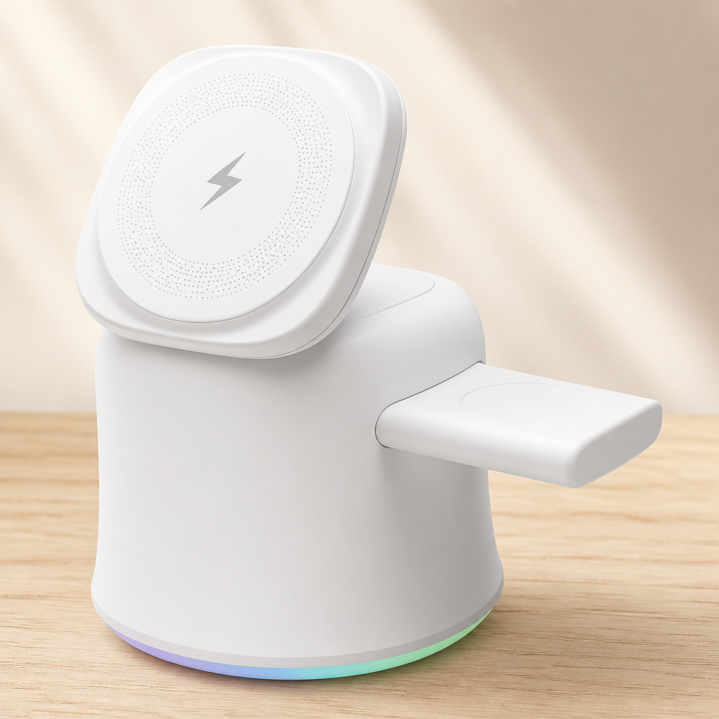 2026 3 in 1 Wireless Charging Station for Apple MagSafe Charger, 15W Fast Magnetic MagSafe Charger Stand for iPhone 17 16 15 14 13 12 Apple Watch AirPods Series (White), Gifts for Men