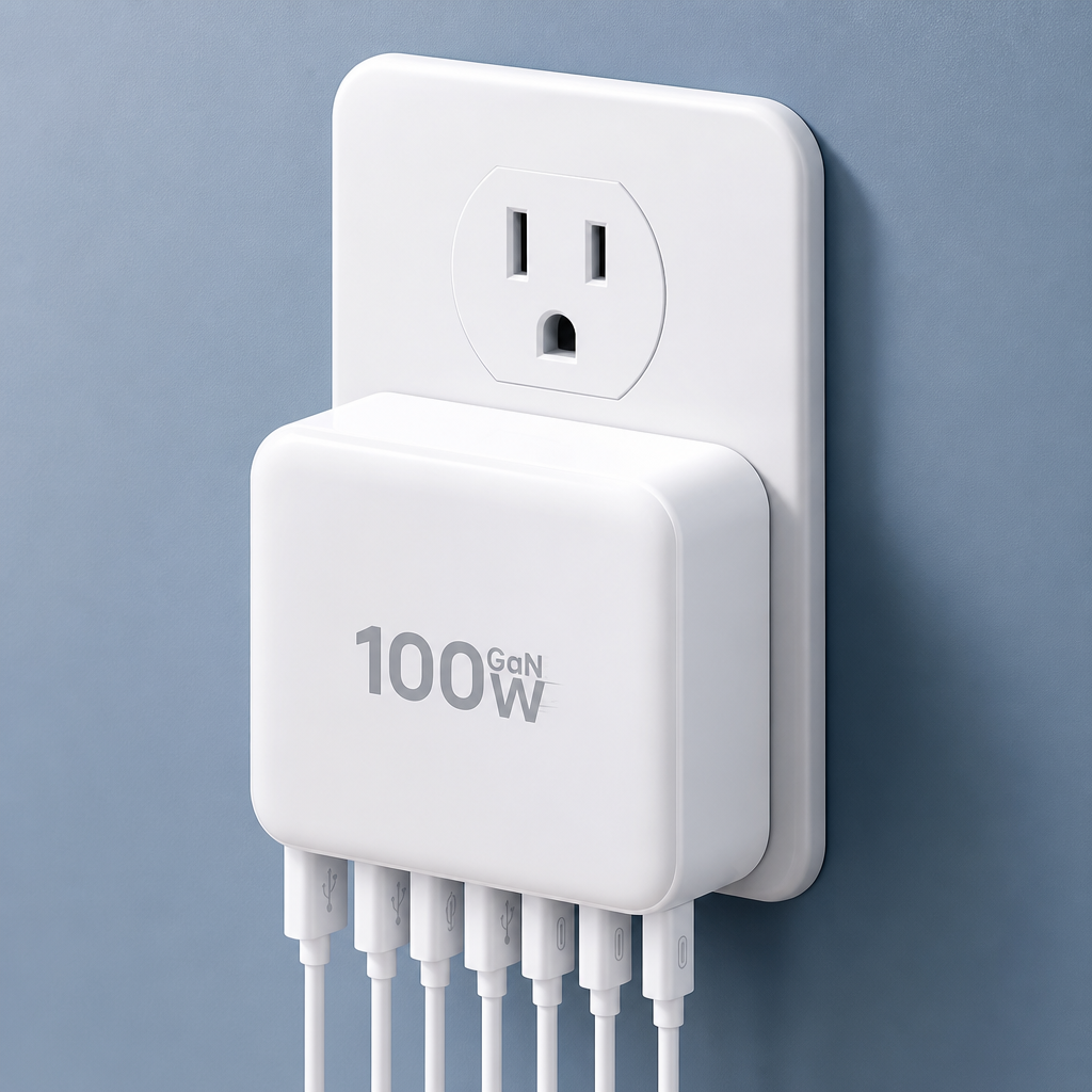 100W USB C Wall Charger Block, 6 Port Fast Charger Plug Adapter with PD USB-C + QC USB A Multiport Type C Charging Block Station Cube Hub for iPhone 17 16 15 14 13 12 Pro Max XR XS 8 7, Samsung