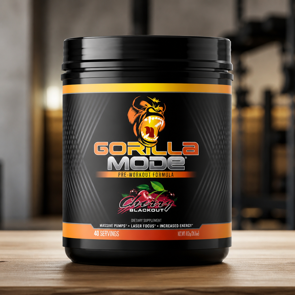 Gorilla Mode Pre Workout - Massive Pumps Laser Focus Energy Power - L-Citrulline, Creatine, L-Tyrosine, Betaine, Hydroprime, Alpha-GPC, 400mg Caffeine, Huperzine A - 812g (Cherry)