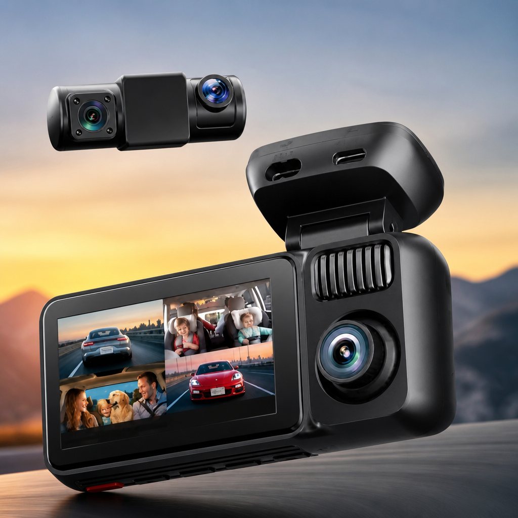 REDTIGER F17 Plus 4 Channel Dash Cam,STARVIS 2 IMX675, 360° Inside & Outside Recording, 2.7K Front + 1080P Cabin & Rear, 5.8GHz WiFi GPS, Voice Control, Touchscreen, Parking Mode, Free 128GB Card, HDR